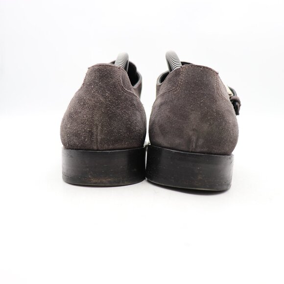 John Varvatos Men\'s Size UK 10 Gray Suede Double Monk Strap Hand made Italy
